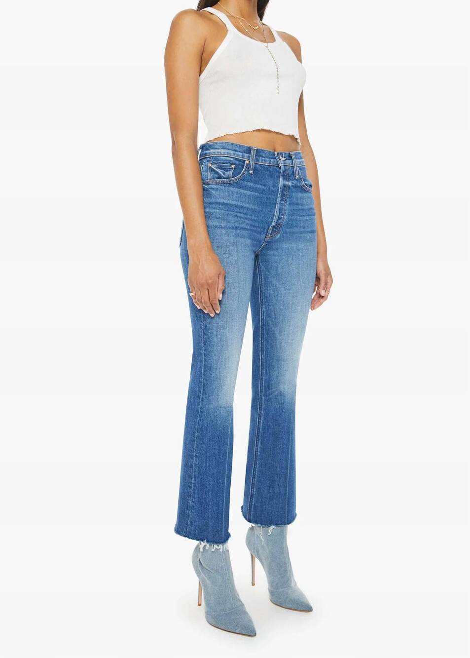 NEW MOTHER tripper ankle fray hem jeans in it's a small world